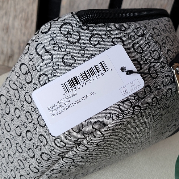 Guess Faux Leather Monogram Black and Gray Travel Bag - Picture 10 of 12